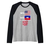 Haitian Plus Drapeau américain Manche Raglan