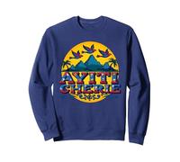 Haïtian Pride Ayiti Cherie Art au Paradis Tropical Sweatshirt, Unisexe pour Adultes, Bleu Marine, XL