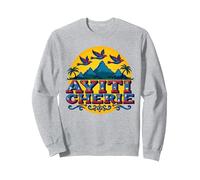 Haïtian Pride Ayiti Cherie Art au Paradis Tropical Sweatshirt, Unisexe pour Adultes, Gris Chiné, XXL