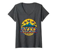 Haïtian Pride Ayiti Cherie Art au Paradis Tropical T-Shirt avec Col en V, Femme, Chiné Foncé, XL