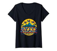 Haïtian Pride Ayiti Cherie Art au Paradis Tropical T-Shirt avec Col en V, Femme, Noir, XXL