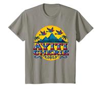 Haïtian Pride Ayiti Cherie Art au Paradis Tropical T-Shirt, Enfant, Ardoise, 10 Ans