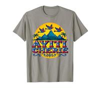 Haïtian Pride Ayiti Cherie Art au Paradis Tropical T-Shirt, Homme, Ardoise, XXL