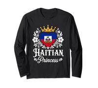 Haitian Princess Haiti Flag Proud Haitian Girl Manche Longue