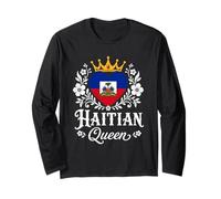 Haitian Queen Haiti Flag Proud Haitian Woman Manche Longue