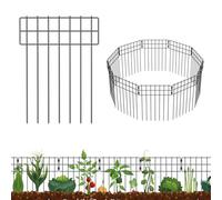 HAITRAL Clôture de barrière pour animaux - 10 panneaux - Clôture décorative de jardin sans creuser - Panneau en fil métallique pour chiens et lapins - 43 cm de haut x 3 m de longueur totale