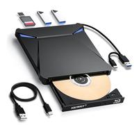 Haiway Graveur Blu-ray externe 5 en 1, USB 3.0 et Type-C DVD/CD/Blu-ray graveur graveur avec lecteur de carte SD/TF, prend en charge les disques R/W de 100 Go pour Windows, Linux, MacOS (PC/ordinateur