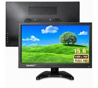 Haiway Mini moniteur HDMI de 15,6 pouces, résolution 1366 x 768, moniteur de sécurité CCTV avec ports HDMI BNC VGA AV USB haut-parleurs intégrés moniteurs LED pour PC portable et