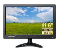 Haiway Moniteur de sécurité de 11,6 pouces, moniteur LED 1366 x 768, petit moniteur HDMI avec télécommande haut-parleurs intégrés, mini HDMI VGA AV BNC moniteur entrée USB pour CCTV Raspberry Pi