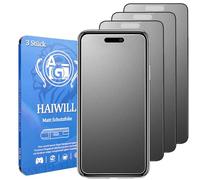 HAIWILL Lot de 3 films de protection d'écran mats pour iPhone 16 Pro, anti-traces de doigts, anti-rayures, verre trempé 9H, pour Apple 16 Pro, 6,3"