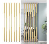 HAIXHX Colonne de séparation 7 pièces d'écran de séparation d'entrée en Aluminium, Poteau de cloison Murale à Concept Ouvert avec Pied réglable pour Salon Moderne, Studio(Gold,195cm/6.40ft)