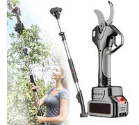 HAIYAETONG Sécateurs électriques de Taille,Sécateur Ciseaux de Secure électrique Portable Cisailles d'élagage sans Fil avec Perche télescopique de 1.3 à 2.1m,pour haie, buisson, verger 2*Battery