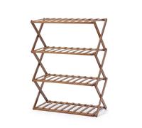 HaiYiZuhause Étagère à chaussures pliable en bambou - Design ventilé - Organiseur de chaussures pour la maison, la cuisine, l'armoire (marron, 4 niveaux)