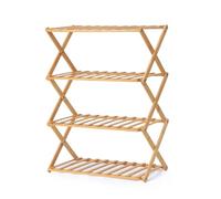 HaiYiZuhause Étagère à chaussures pliable en bambou - Design ventilé - Organiseur de chaussures pour la maison, la cuisine, l'armoire (bois de burlywood à 4 niveaux)