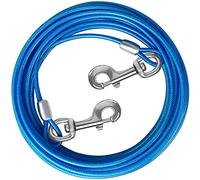 HaiYUAN Câble d'Attache pour Chien 10/15/20/25/30 FT - Fil d'Acier avec Clips Durables - Bleu - pour Grands Chiens Jusqu'à 165 lbs