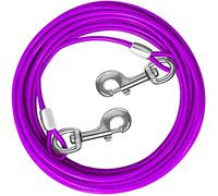 HaiYUAN Câble d'Attache pour Chien 10/15/20/25/30 FT - Fil d'Acier avec Clips Durables - Chaîne Violette pour Extérieur - Jusqu'à 165 lbs