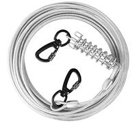 HaiYUAN Dog Tie Out Cable 10/15/20/25/30 FT Dog Runner for Yard Steel Wire Dog Cable with Durable Superior Clips Sliver Dog Chains Heavy Duty for Outside Hold Large Dogs Up to 165 lbs