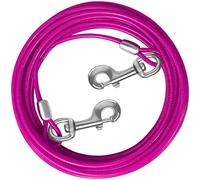 HaiYUAN Dog Tie Out Cable 10/15/20/25/30 FT Dog Runner for Yard Steel Wire Dog Cable with Durable Superior Clips Pink Dog Chains for Outside Dog Lead for Large Dogs Up to 165 lbs