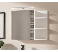 HAJDUK FURNITURE Armoire De Salle De Bain Blanche 60x50 cm avec Miroir LED Et Étagères À Droite Armoire Murale 1 Porte Rangement Salle De Bain Moderne Ouverture sans Poignée