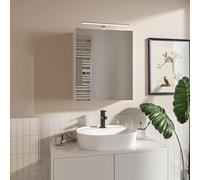 HAJDUK FURNITURE Armoire Toilette Miroir avec LED éclairage, Blanc 50x60x18,7 cm, Meuble Salle de Bain éclairage LED 4000 K et 3 étagère Armoire Murale avec Miroir Étagère Toilette IP44 étanche