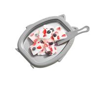 HAJHI À La Maison Machine à Glace Roulée Réutilisable Pas D'électricité Sorbetière Instantanée Surgelé Avec 2 Grattoirs Machine à Yaourt Frit Pour Pique-Nique(Gray,Aluminum alloy)