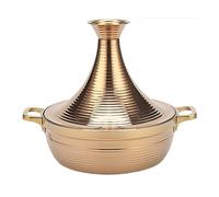 HAJHI Anti-Adhésif Tajine Induction 304 Acier Inoxydable Plat Tajine pour Hôtels Marmite avec Poignées pour Cuisinières à Gaz(Gold,30cm)