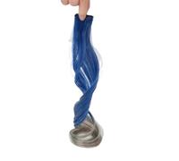 HAJHI Bouclé Extension Cheveux Clip Une Seule Pièce Sans Couture Hair Tinsel 6/12 Pièces Fée Meche Cheveux Colorées Les Jours Pour Les Mariages(12pcs,Blue-grey)