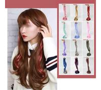 HAJHI Bouclé Extension Cheveux Clip Une Seule Pièce Sans Couture Hair Tinsel 6/12 Pièces Fée Meche Cheveux Colorées Les Jours Pour Les Mariages(6pcs,Pink A)