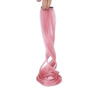 HAJHI Bouclé Extension Cheveux Clip Une Seule Pièce Sans Couture Hair Tinsel 6/12 Pièces Fée Meche Cheveux Colorées Les Jours Pour Les Mariages(6pcs,Pink C)