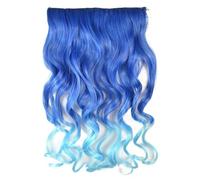 HAJHI Bouclés Extension Cheveux Clip Une Seule Pièce Couleurs Dégradées 45cm Meche Cheveux Naturel Sans Couture Reflets Hair Tinsel Pour Cosplay Décorations Festives(Sapphire Blue-Blue)