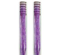 HAJHI Éblouissant Hair Tinsel 6/12 Pièces Fée Extension Cheveux Clip Barrette BB Sans Couture Fil Métallique Mèches De Cheveux Pailletées Festif Décorations Femmes(12pcs,24INCH(60CM)_PURPLE)