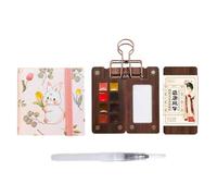 HAJHI Ensemble De Peinture Aquarelle Avec Carnet De Croquis Boîte En Bois Kit De Peinture Aquarelle De Portable Chinois Pour Cafés Street Art(4 pcs - B - 8 colours)