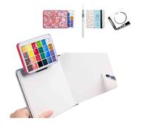 HAJHI Ensemble De Peinture Aquarelle Avec Carnet De Croquis Boîte En Bois Kit De Peinture Aquarelle De Portable Chinois Pour Cafés Street Art(4 pcs - 24 colours B)