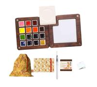 HAJHI Ensemble De Peinture Aquarelle Avec Carnet De Croquis Boîte En Bois Kit De Peinture Aquarelle De Portable Chinois Pour Cafés Street Art(5 pcs - 15 colours B)