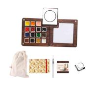 HAJHI Ensemble De Peinture Aquarelle Avec Carnet De Croquis Boîte En Bois Kit De Peinture Aquarelle De Portable Chinois Pour Cafés Street Art(5 pcs - A - 15 colours A)