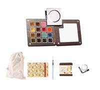 HAJHI Ensemble De Peinture Aquarelle Avec Carnet De Croquis Boîte En Bois Kit De Peinture Aquarelle De Portable Chinois Pour Cafés Street Art(5 pcs - 15 colours C)