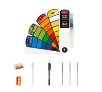 HAJHI Ensemble De Peinture Aquarelle Solide 18/24/36/42 Couleur Kit Aquarelle Miniature Comprend Palette Pinceau éponge Portable Pour Débutants(24-colour B)