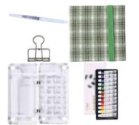 HAJHI Kit Aquarelle Miniature Portable Ensemble De Peinture Aquarelle Tissu/Cuir Carnet De Croquis Avec Pinceau Zone De Palette Journal Quotidien(Green C-12 colour)