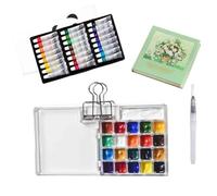 HAJHI Kit De Peinture Aquarelle De Portable Acrylique Ensemble De Peinture Aquarelle 10/21 Grille Portions Pour Paysages Portraits Objets(21-grid - 24 colours)