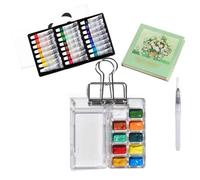 HAJHI Kit De Peinture Aquarelle De Portable Acrylique Ensemble De Peinture Aquarelle 10/21 Grille Portions Pour Paysages Portraits Objets(10-grid - 24 colours)