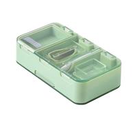HAJHI Portionnement Coupe Comprimé 3 En 1 Avec Brosse Ecrase Medicament Poudre Fine Précis Coupe Medicaments Pour Différentes Tailles Protection De Lame Pour Patients(7 cells,Vert)