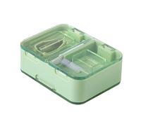HAJHI Portionnement Coupe Comprimé 3 En 1 Avec Brosse Ecrase Medicament Poudre Fine Précis Coupe Medicaments Pour Différentes Tailles Protection De Lame Pour Patients(4 cells,Vert)