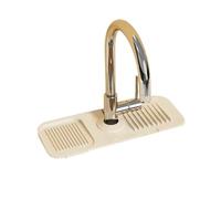 HAJHI Protecteur Tapis Egouttoir Derrière Le Robinet Découpable Silicone Tapis De Robinet Sorties à Double Vidange Anti-éclaboussures pour évier De Cuisine Savon De Stockage(37 * 14cm,Off-White)