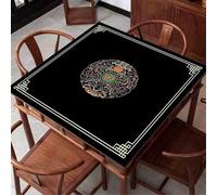 HAJHI Salon Tapis De Poker Antidérapant Tapis Mahjong Velours Cristal Silencieux Mat Mahjong Style Chinois pour Salons De Thé Jeux De Tuiles(90x90cm,Noir)