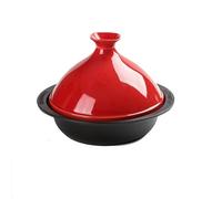 HAJHI Tajine Induction Fonte émail Mijoteuse Céramique Tajine Marocain pour Gaz Cuisinières pour la Maison Restaurants(26cm - red)