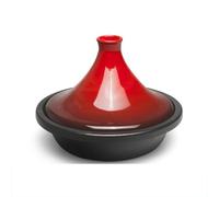 HAJHI Tajine Induction Fonte émail Mijoteuse Céramique Tajine Marocain pour Gaz Cuisinières pour la Maison Restaurants(27cm - red)