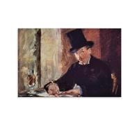 HAJIDEMA Édouard Manet Impression sur toile Chez Tortoni, C. 1875 Décoration murale à suspendre 30 x 45 cm