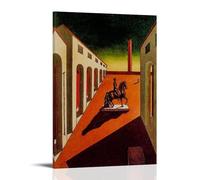 HAJIDEMA Giorgio De Chirico Affiche d'art sur toile représentant la place italienne avec statue équestre Décoration murale 50 x 75 cm