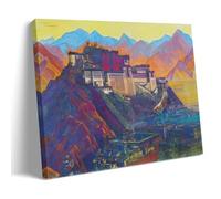 HAJIDEMA Impression sur toile du château du Tibet Nicholas Roerich - Décoration murale pour chambre à coucher et salon - 30 x 45 cm