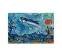 HAJIDEMA Marc Chagall Affiche d'art Les Mariés Au-dessus Du Village Art Peinture sur toile Décoration murale Photo Décoration d'intérieur moderne 20 x 30 cm
